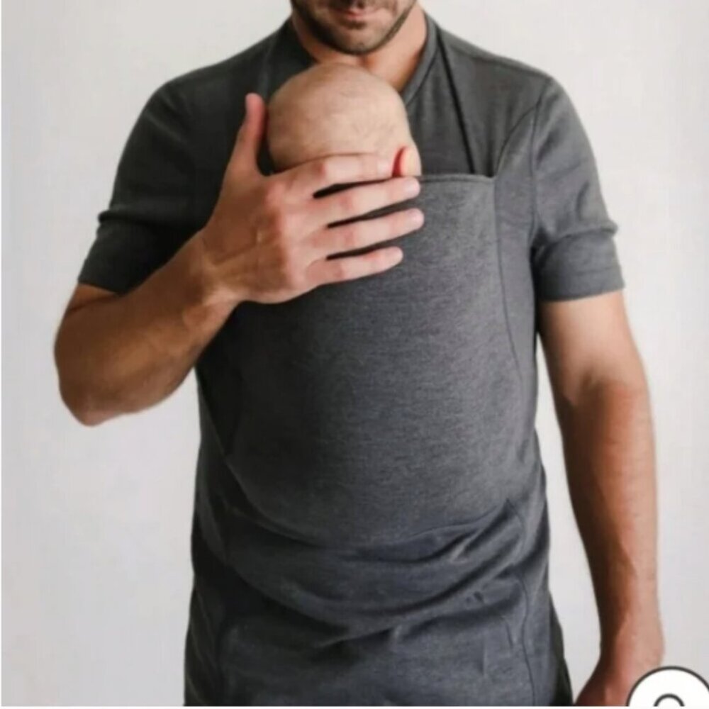 Lalabu Simple Baby Wearing Dad Shirt Dad Soothing Shirt Gray Mens Size L